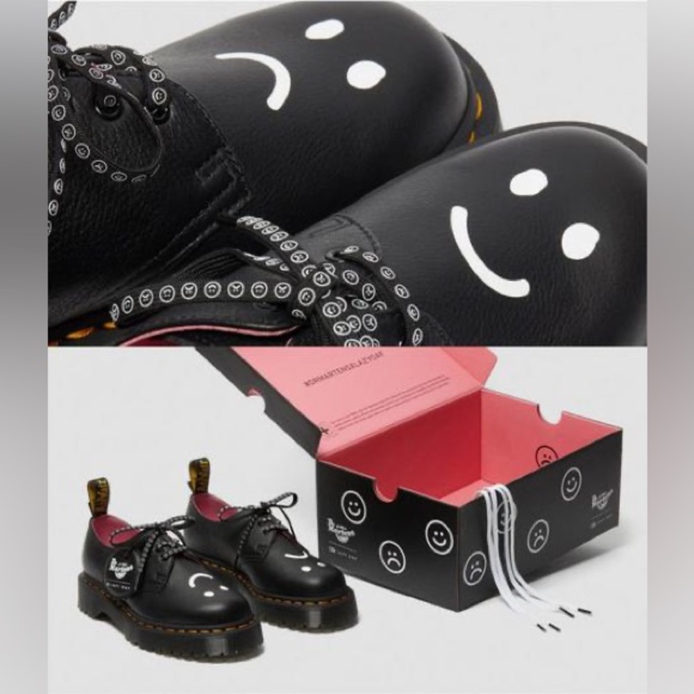 Lazy Oaf x Dr. Martens happy sad 1461 platform Oxfords